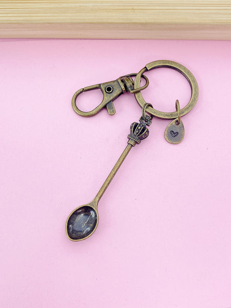 Spoon with Crown and Cross Charm Keychain, AN2663