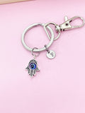 Silver Hamsa Hand with Evil Eye Charm Keychain, Evil Eye Keychain, N2616