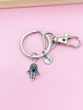 Silver Hamsa Hand with Evil Eye Charm Keychain, Evil Eye Keychain, N2616