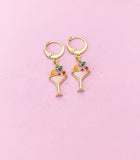 Gold Pink Orange Cherry Cocktail Earrings, N3176