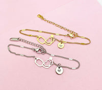 Stainless Steel Stethoscope Heart Bracelet in Gold or Silver, N5628