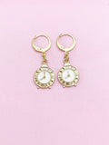 Gold Clock Earrings, N3286