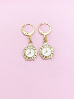 Gold Clock Earrings, N3286