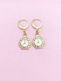 Gold Clock Earrings, N3286