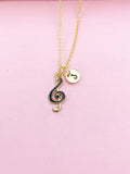 Gold Music Treble Clef Note Charm Necklace, N1068