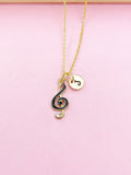 Gold Music Treble Clef Note Charm Necklace, N1068