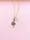 Gold Music Treble Clef Note Charm Necklace, N1068