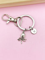 Silver Octopus Charm Keychain, Octopus Charm, Personalized Gift, N1312