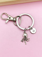 Silver Octopus Charm Keychain, Octopus Charm, Personalized Gift, N1312