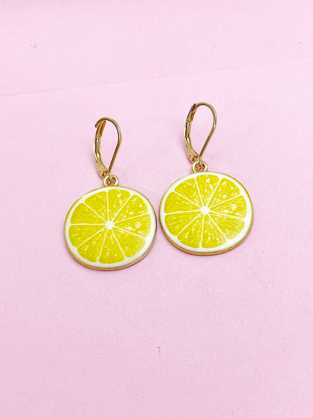 Gold Lemon Slice Charm Earrings, DN3221