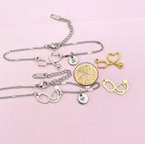 Stethoscope Heart Charm Bracelet, Personalized Initial, Medical Gift