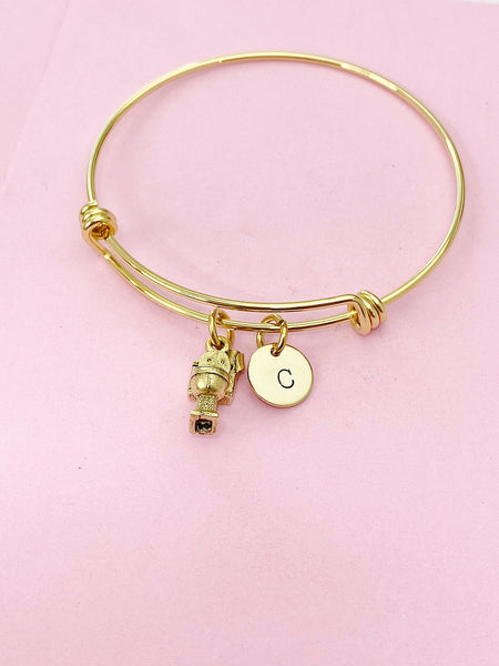 Gold Cute Toilet Charm Bracelet Bangle, Toilet Charms, Toilet Pendants, Plumber Gifts, Personalized Gift, N467A