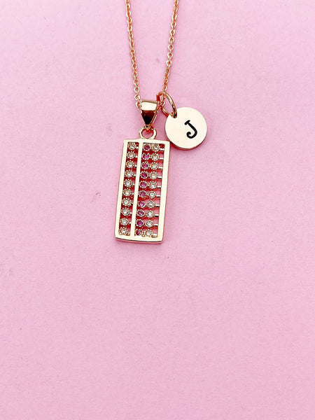 Rose Gold Abacus Necklace, Abacus Charm, N5634