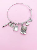 IT Teacher Bracelet, Computer Charm, Apple Charm, Textbook Charm, Book Charm, Pencil Charm, Computer Technology Teacher Gift, N1491