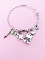 IT Teacher Bracelet, Computer Charm, Apple Charm, Textbook Charm, Book Charm, Pencil Charm, Computer Technology Teacher Gift, N1491