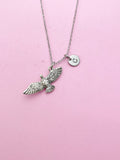 Silver Flying Eagle Charm Necklace Gift, Eagle Necklace, Eagle Bird Jewelry, Personalized Gift, N2108