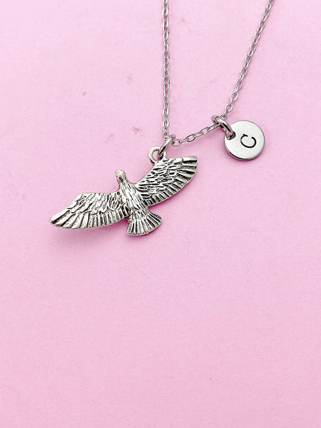 Silver Flying Eagle Charm Necklace Gift, Eagle Necklace, Eagle Bird Jewelry, Personalized Gift, N2108