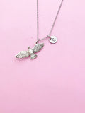 Silver Flying Eagle Charm Necklace Gift, Eagle Necklace, Eagle Bird Jewelry, Personalized Gift, N2108