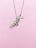Silver Flying Eagle Charm Necklace Gift, Eagle Necklace, Eagle Bird Jewelry, Personalized Gift, N2108