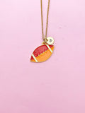 Gold Rugby Football Charm Necklace, N5638