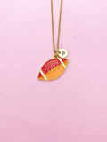 Gold Rugby Football Charm Necklace, N5638