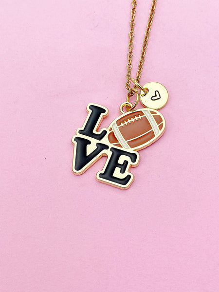 Gold Love Football Charm Necklace, N5639