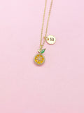 Silver or Gold Cubic Zirconia Orange Slice Necklace, Birthday Gift, N5592