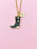 Gold Black Boot Charm Necklace, N5641
