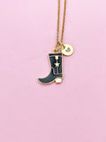 Gold Black Boot Charm Necklace, N5641