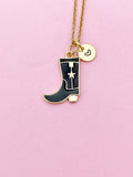Gold Black Boot Charm Necklace, N5641