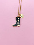 Gold Black Boot Charm Necklace, N5641