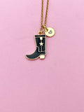 Gold Black Boot Charm Necklace, N5641