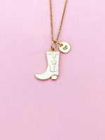 Gold White Boot Shoe Charm Necklace, N5642