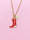 Gold Red Boot Shoe Charm Necklace, N5643