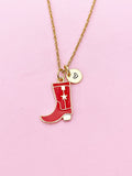 Gold Red Boot Shoe Charm Necklace, N5643