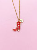 Gold Red Boot Shoe Charm Necklace, N5643