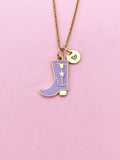 Gold Purple Boot Shoe Charm Necklace, N5644