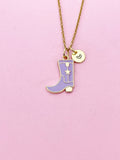 Gold Purple Boot Shoe Charm Necklace, N5644