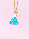 Gold Beaker with Cell Atom DNA Molecule Charm Necklace, Bracelet or Keychain Option, N5648