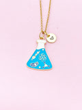Gold Beaker with Cell Atom DNA Molecule Charm Necklace, Bracelet or Keychain Option, N5648
