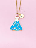 Gold Beaker with Cell Atom DNA Molecule Charm Necklace, Bracelet or Keychain Option, N5648