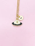 Gold Spacecraft Spaceship Charm Necklace, Bracelet or Keychain Option, N5651