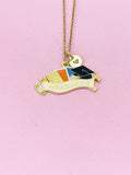Gold Graduate Cap Book Pen Pencil Flower Charm Necklace, Bracelet or Keychain Option, N5653