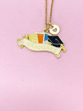 Gold Graduate Cap Book Pen Pencil Flower Charm Necklace, Bracelet or Keychain Option, N5653