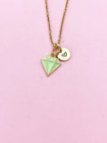 Gold Green Diamond Charm Necklace, Bracelet or Keychain Option, N5654
