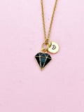 Gold Black Diamond Charm Necklace, Bracelet or Keychain Option, N5656