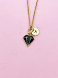 Gold Black Diamond Charm Necklace, Bracelet or Keychain Option, N5656