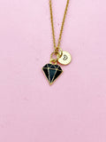 Gold Black Diamond Charm Necklace, Bracelet or Keychain Option, N5656