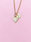 Gold White Diamond Charm Necklace, Bracelet or Keychain Option, N5657