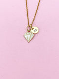 Gold White Diamond Charm Necklace, Bracelet or Keychain Option, N5657